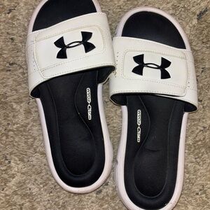 Under Armour Black and White Slide Sandals